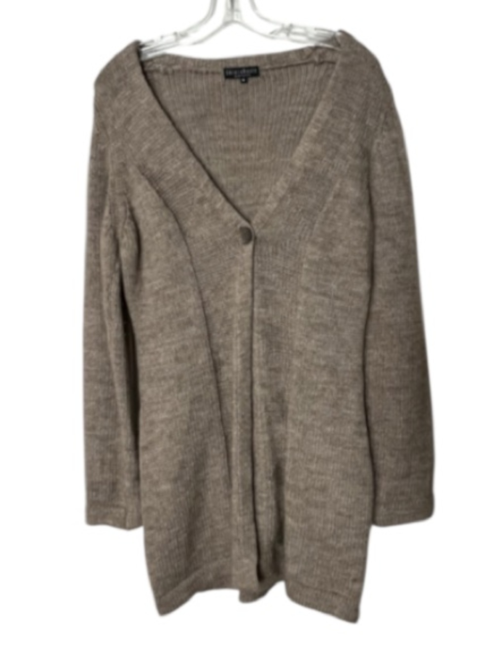 Chiara Mente Italy Wool Alpaca Long Cardigan Sweater Taupe Oatmeal Medium M
